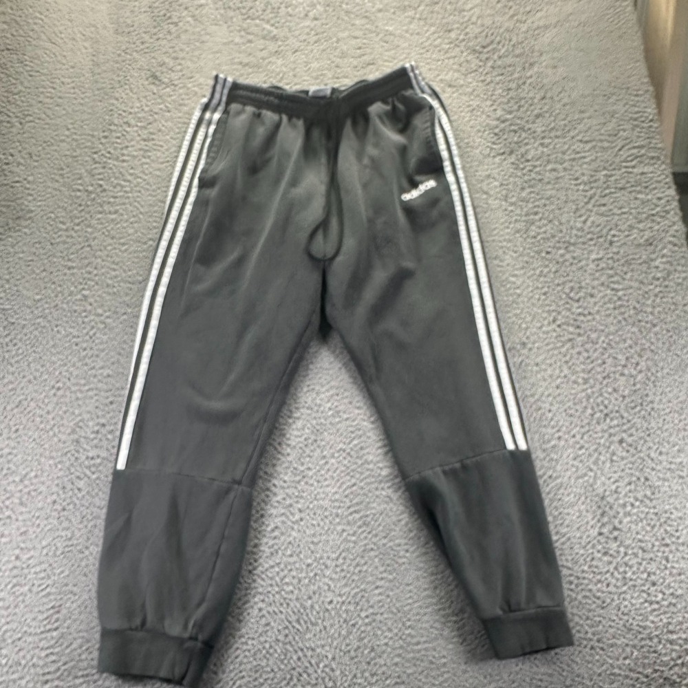 Adidas‎ Sweatpants Men's XL Black Cotton Tapered Striped Activewear Basketball